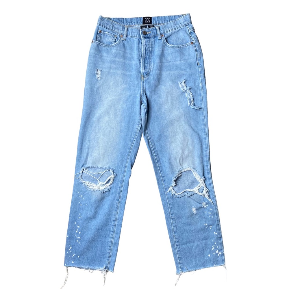 Urban Outfitters BDG Slim Straight Jeans Light Wash Destroyed Denim